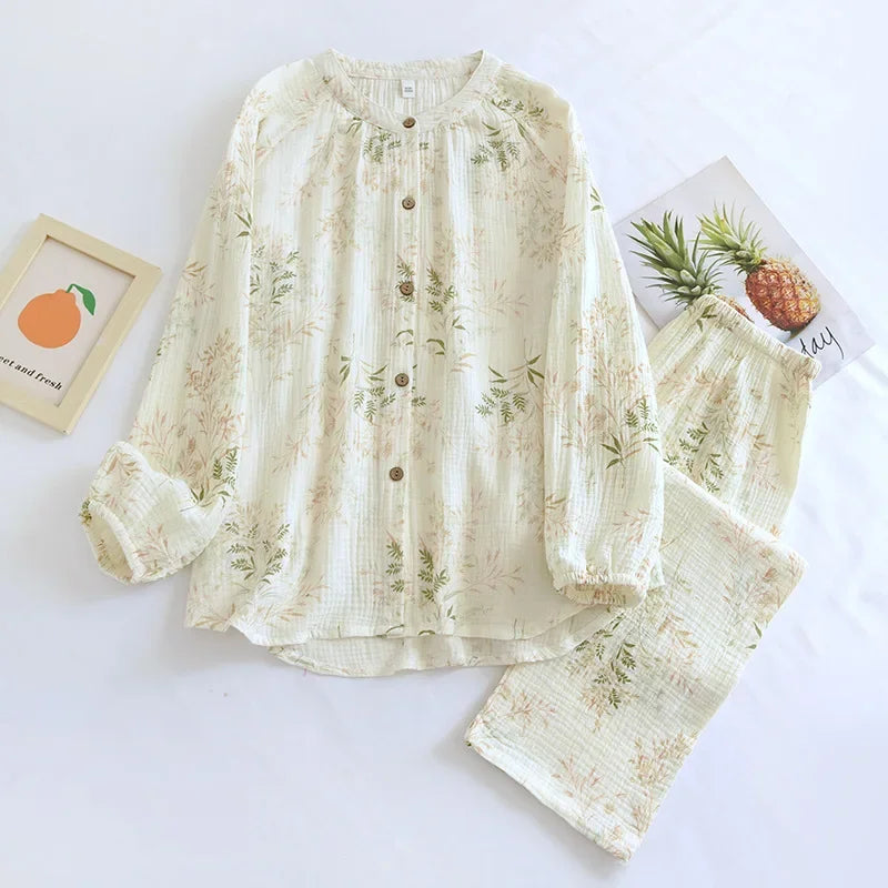 crepe long‑sleeve pajama set