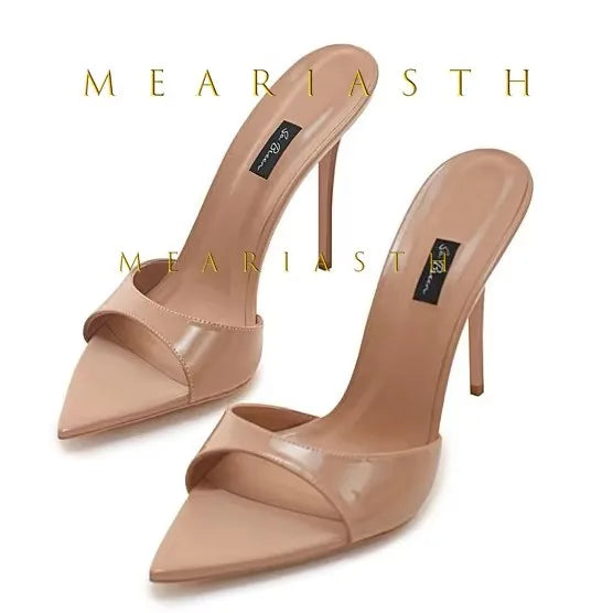 Red Patent Leather High‑Heel Mules for Women