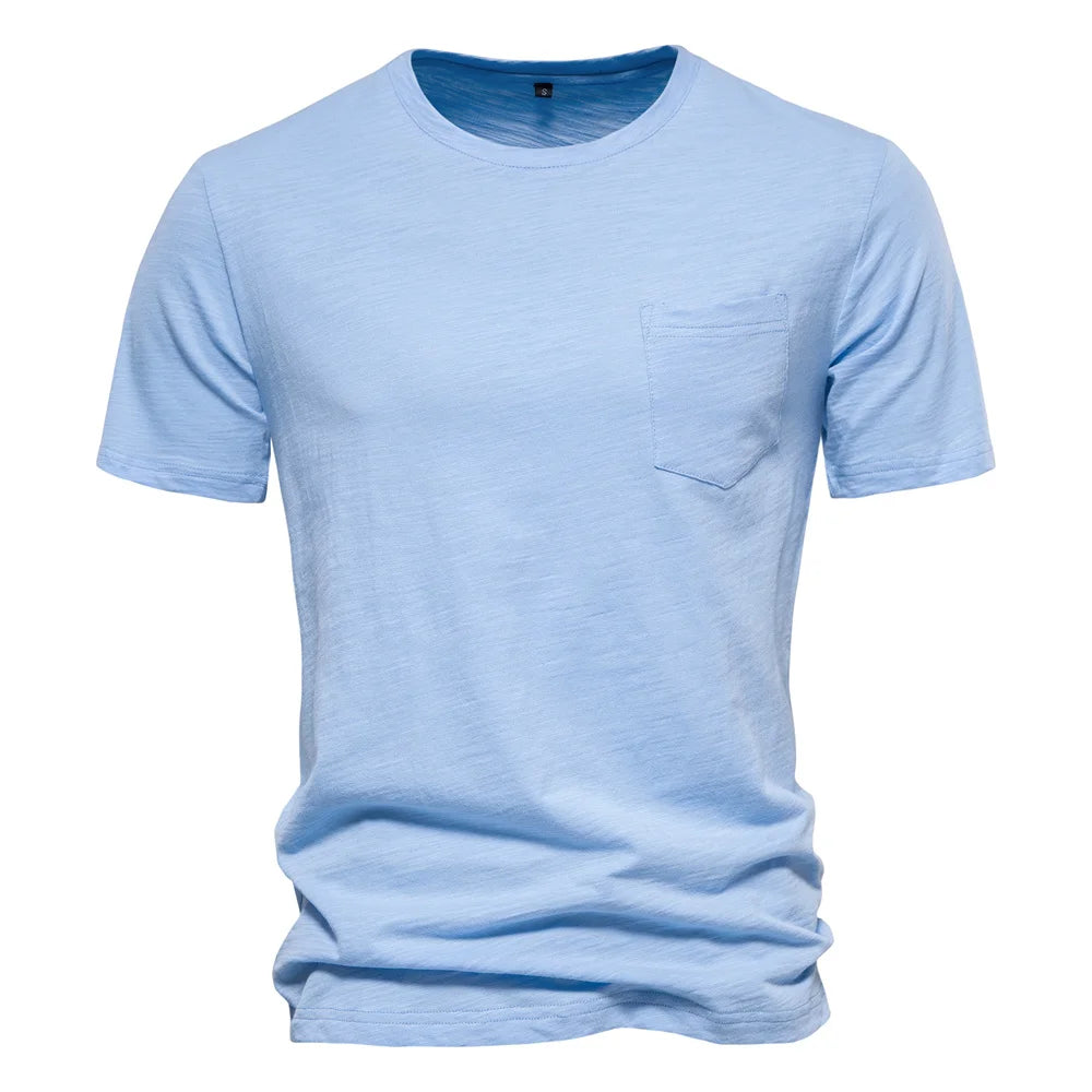 Men’s 100% Cotton Thin Summer T‑Shirt – Soft Breathable O‑Neck Casual Fitness Top