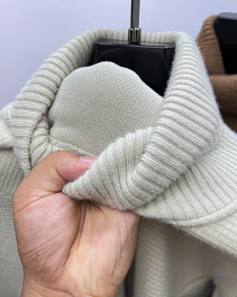 Luxury High‑Neck R‑Embroidery Sweater