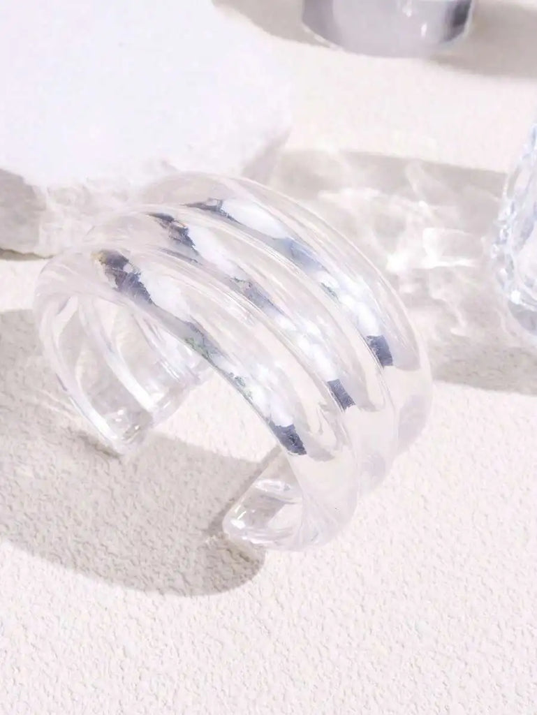 HUANZHI Vintage Transparent Resin Geometric Bangle
