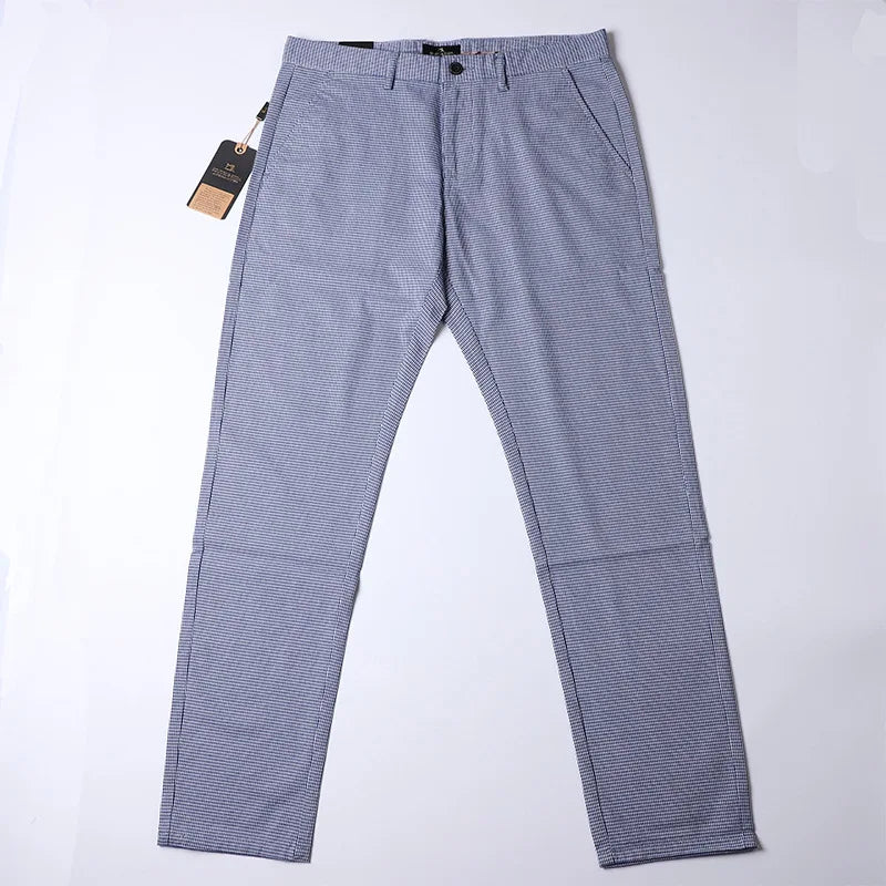Slim Plaid Blue Suit Pants
