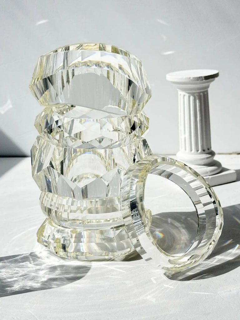HUANZHI Vintage Transparent Resin Geometric Bangle