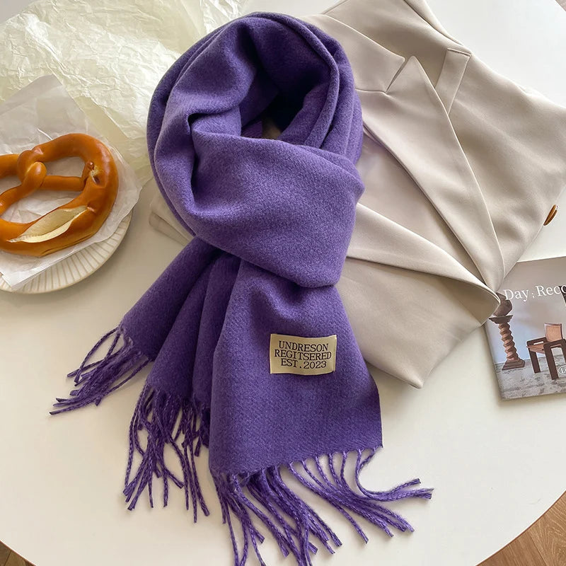 Fashion Solid Cashmere Warm Scarf New Design Pashmina Winter Double Side Diffrent Color Shawl Wraps Bufanda with Tassel Blanket
