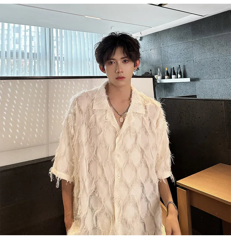Loose Short‑Sleeve Suit‑Collar Shirt
