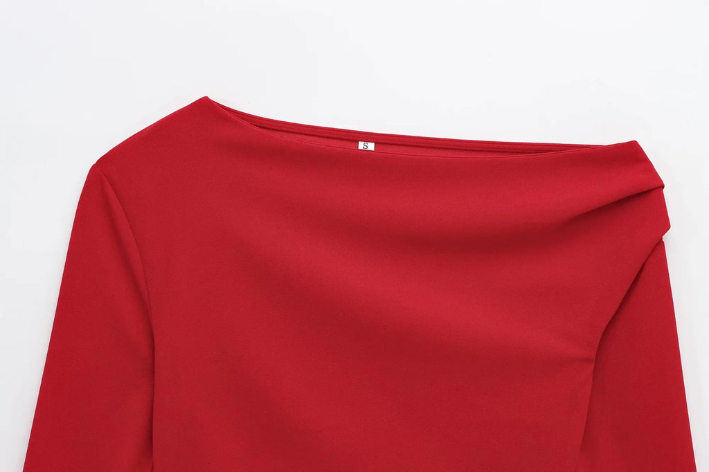 Women’s One‑Shoulder Asymmetrical Long‑Sleeve Y2K Top – HXAO Off‑Shoulder Summer T‑Shirt