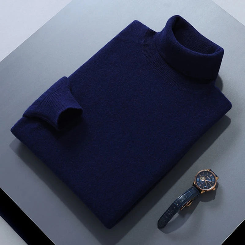 Men’s Cashmere‑Cotton Turtleneck Sweater