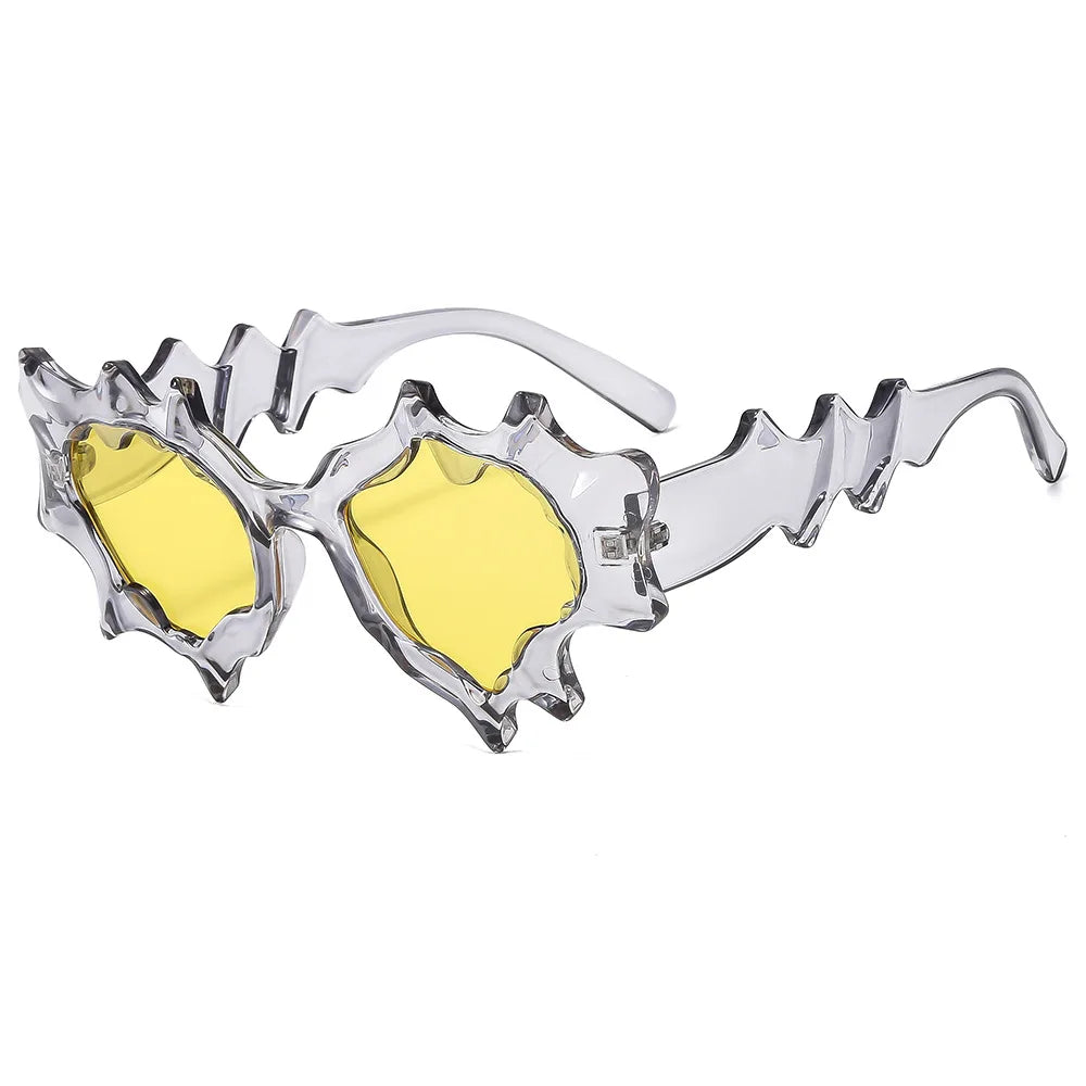 Fashion Wave Shape Women Sunglasses 2024 New Stylish Irregular Candy Color Eyewear Trendy Brand Design Outdoor Travelling Shades