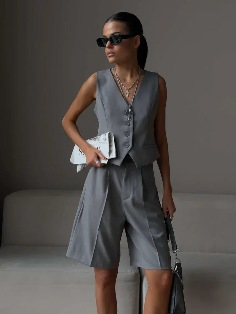 Wolfeel Women’s Summer Chic Vest & Shorts Suit
