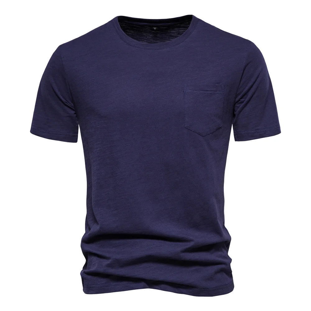 Men’s 100% Cotton Thin Summer T‑Shirt – Soft Breathable O‑Neck Casual Fitness Top