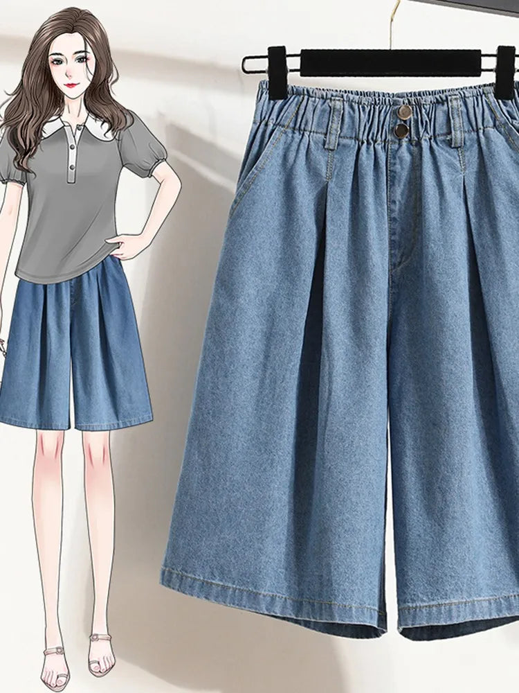 High Waist Knee Length Casual Jeans Women New Arrival 2022 Summer Vintage Style All-match Loose Female Thin Denim Pants B1877