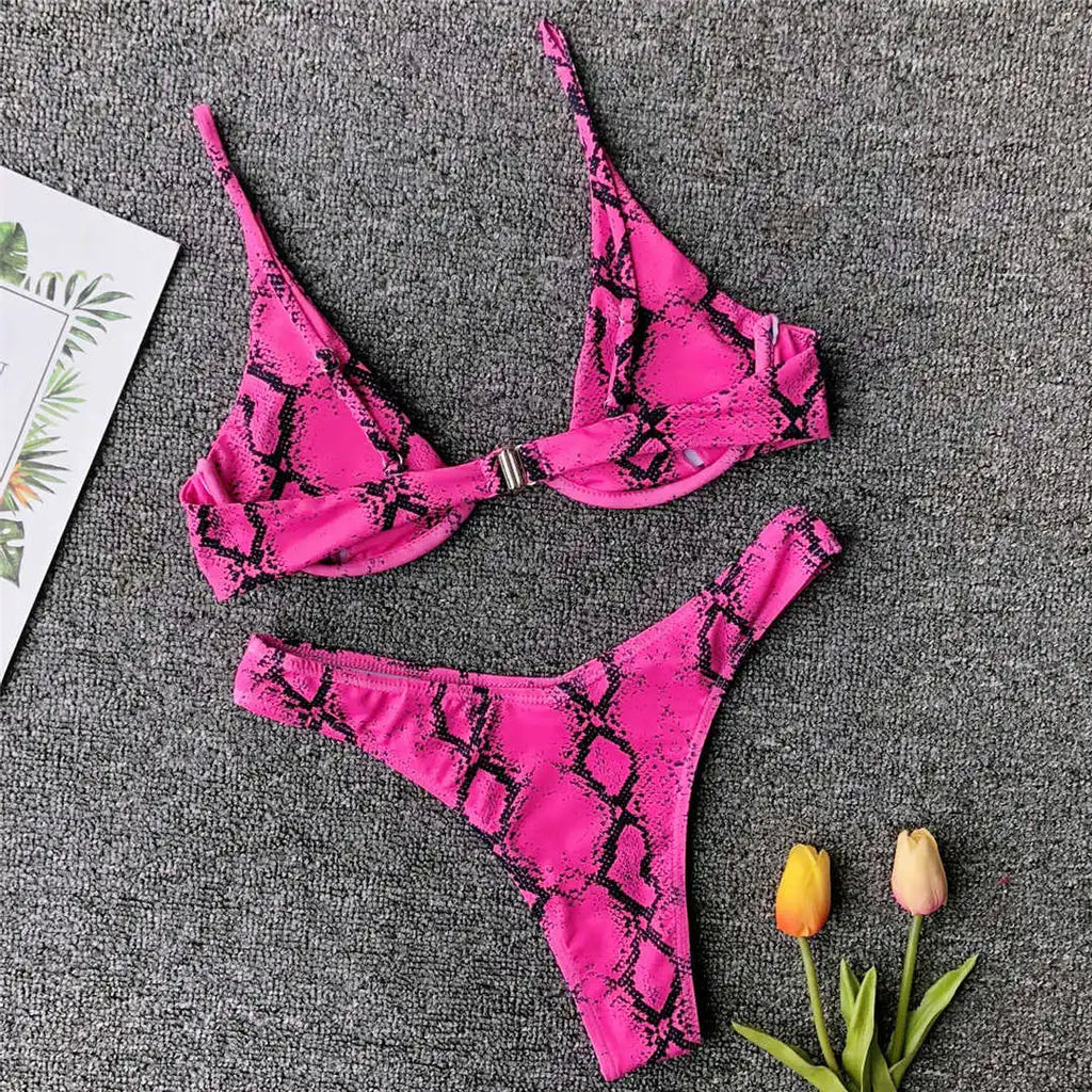 Women’s V‑Bar Underwire Bikini – V‑Shape Wire Two‑Piece Swimsuit S–XL (V439)