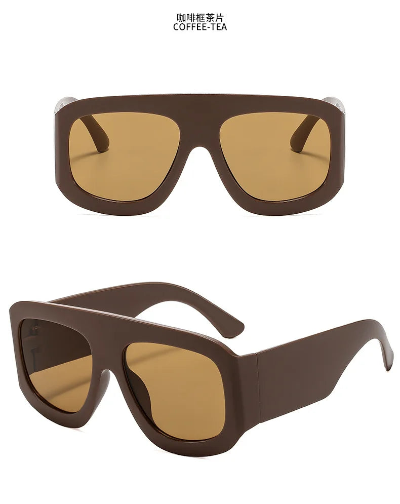 Vintage Exaggerated Square Sunglasses — Unisex Retro Rectangle Eyewear for Women & Men