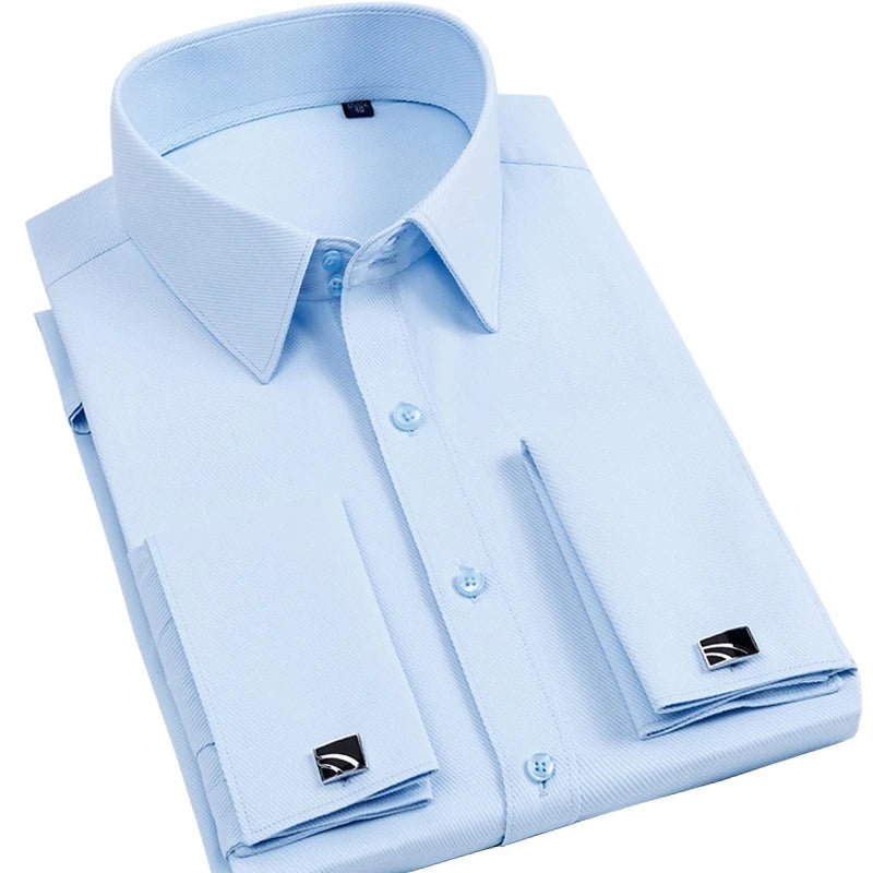 Slim‑Fit French Cuff Tuxedo Dress Shirt