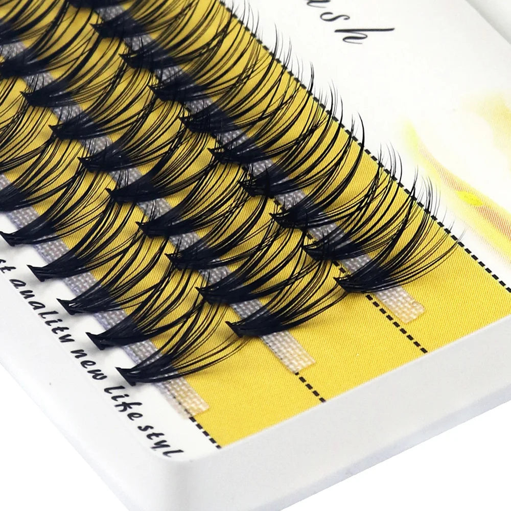 20D L‑Type Cluster Eyelash Extensions – 3D Natural Russian Volume Fans (60 Bundles per Box)