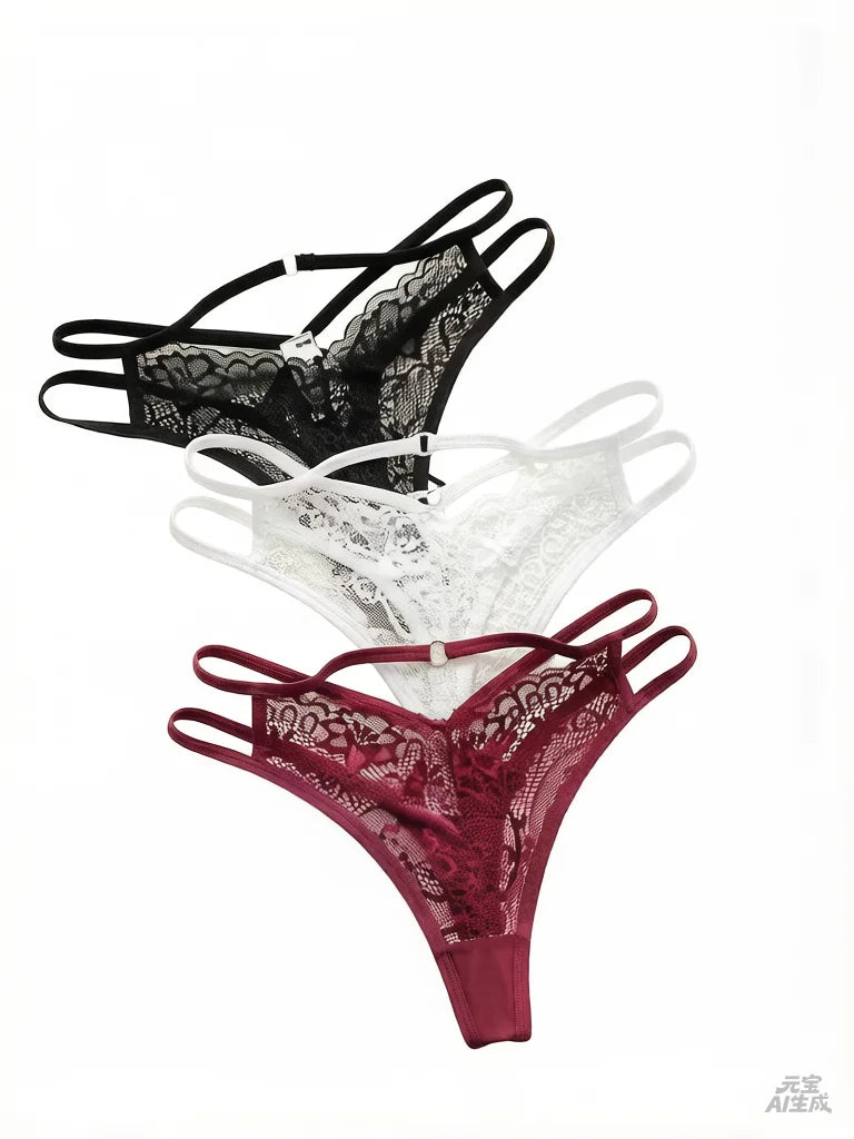 3‑Pack Lace Thongs