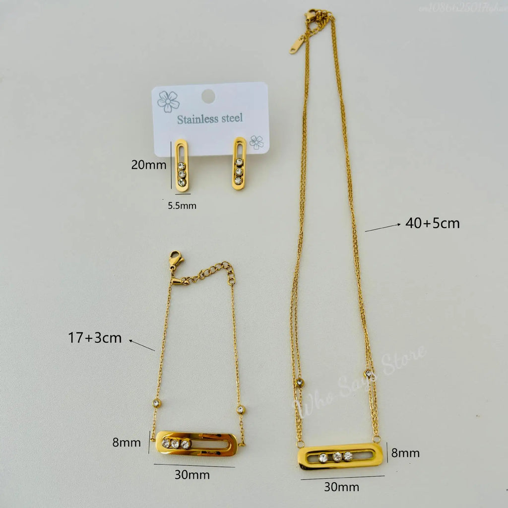 3‑Piece Luxury Stainless Steel Jewelry Set for Women