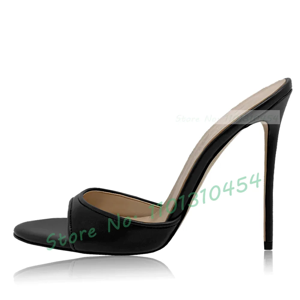 Snake‑Print Open‑Toe Stiletto Slides