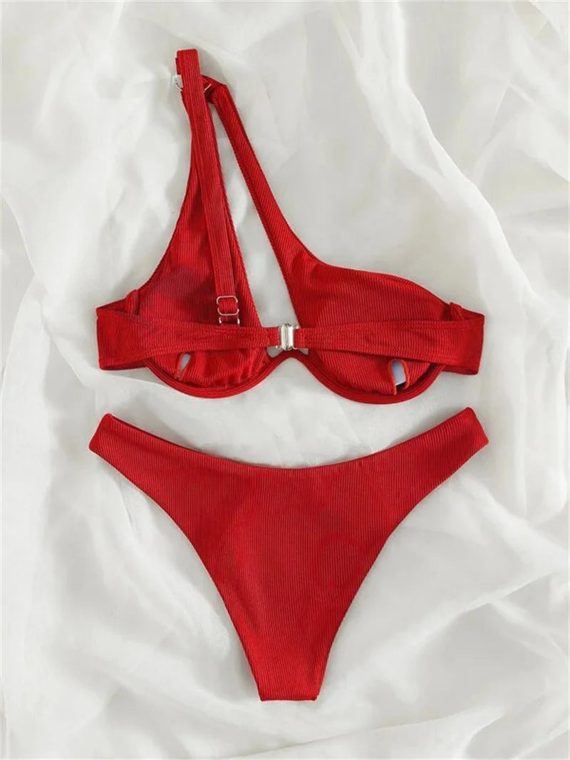 One‑Shoulder Push‑Up Micro Bikini