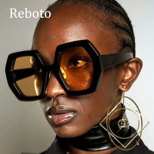 Square Irregular Sunglasses Women Oversized Polygon Luxury Yellow Shades Sun Glasses Female Elegant Polygon Eyewear UV400