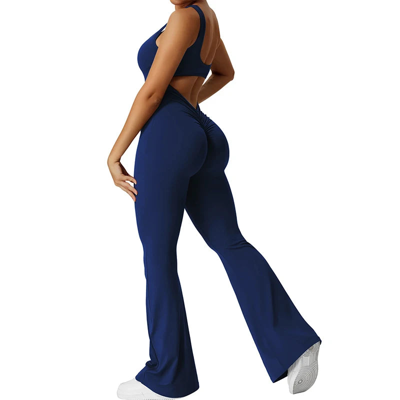 2025 Spring and Summer New Women's Slim Hip Lifting One-piece U Neck Sexy Backless Sleeveless Sports Yoga Clothing