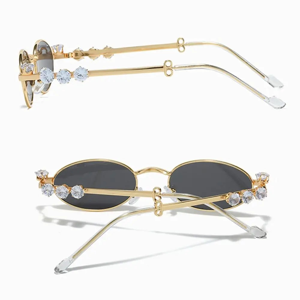 Convenient Bling Rhinestone Sunglasses INS Steampunk Oval Women Sunglasses Fashion Trendy Anti-Blue Light Spectacles Selfie Y2k