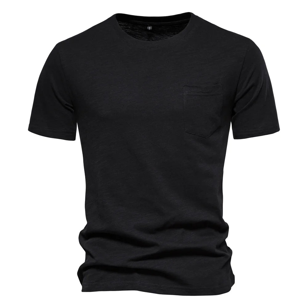 Men’s 100% Cotton Thin Summer T‑Shirt – Soft Breathable O‑Neck Casual Fitness Top