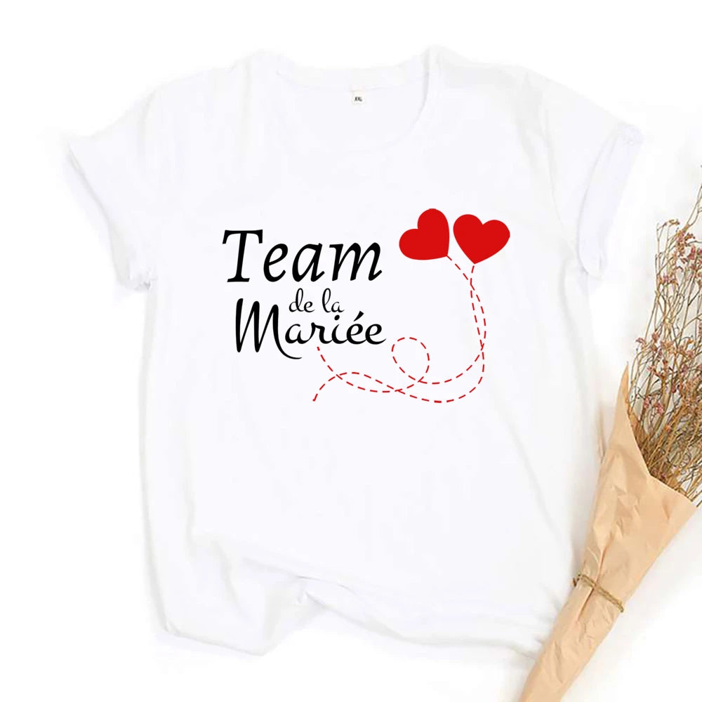 Friend Print Bachelorette Party T-shirt EVJF Team of The Bride T Shirt Outfitwedding Team Bride Witness Bridesmaid Tops Clothes