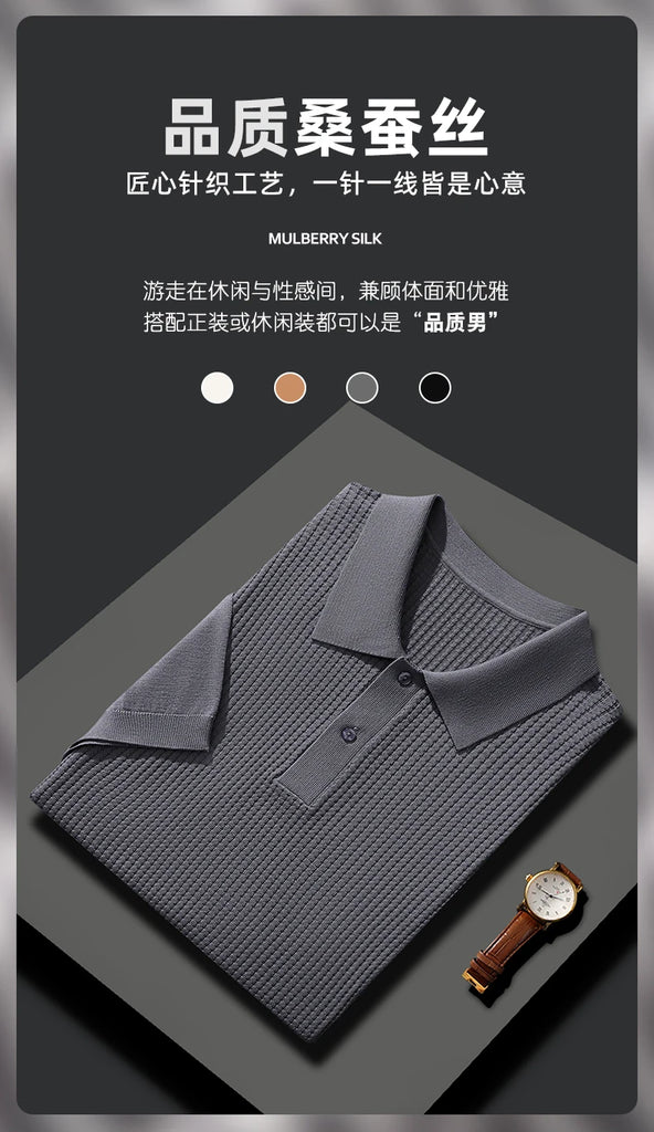 🧵 Summer Men’s Mulberry‑Silk Polo