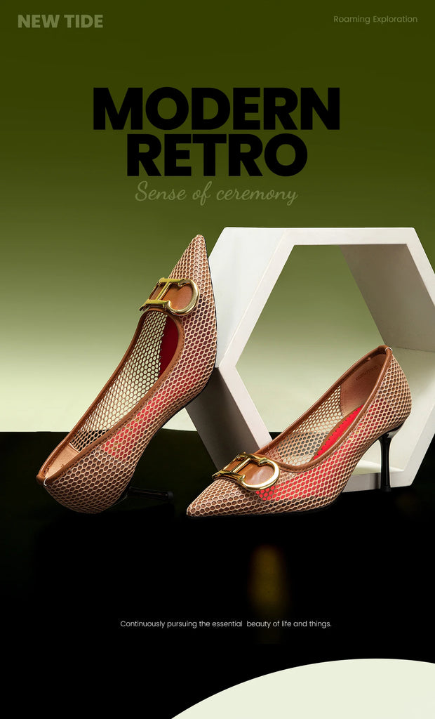 Spring New Hollow Business Women's Shoes 7cm Red Evening Shoes Women's High Heels