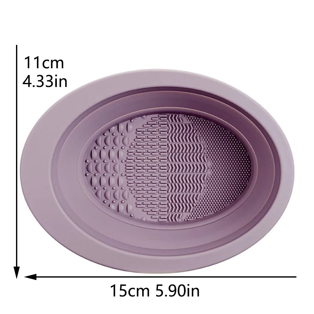 1PC Soft Silicone Makeup Brush Folding Cleaning Bowl Brushes Cleaning Mat Cosmetic Eyeshadow Brush Cleaner Colorful Scrubber Box