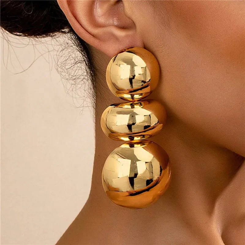 Retro Exaggerated Geometric Round Earrings for Women