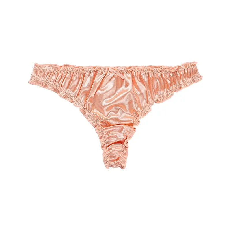 Frill‑Trim Satin Ice‑Silk Seamless Panties