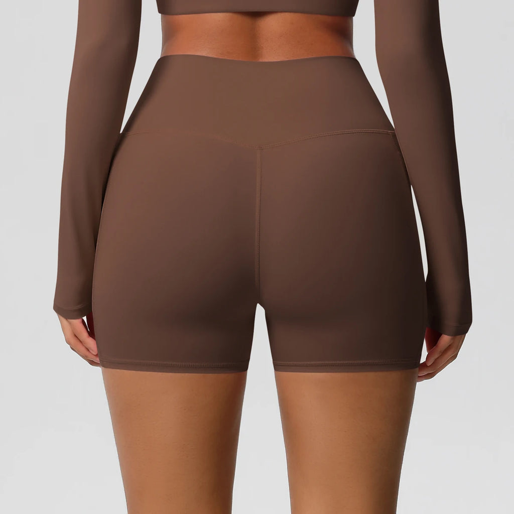 Women’s Seamless High Waist Sports Shorts with Pockets