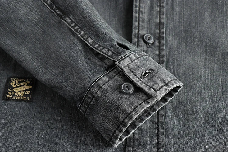 Heavy‑Washed Vintage Denim Shirt