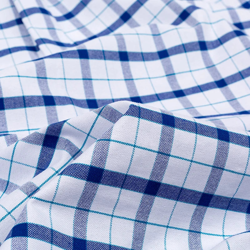 Men’s 100% Cotton Oxford Short‑Sleeve Shirt – Breathable Summer Plaid/Striped Business Casual (Regular/Oversized Fit)