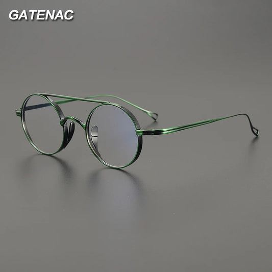 Vintage Pure Titanium Eyeglasses Frame Men Retro Round Pilot Glasses Frame Women Japan Luxury Brand Designer Small Face Eyewear