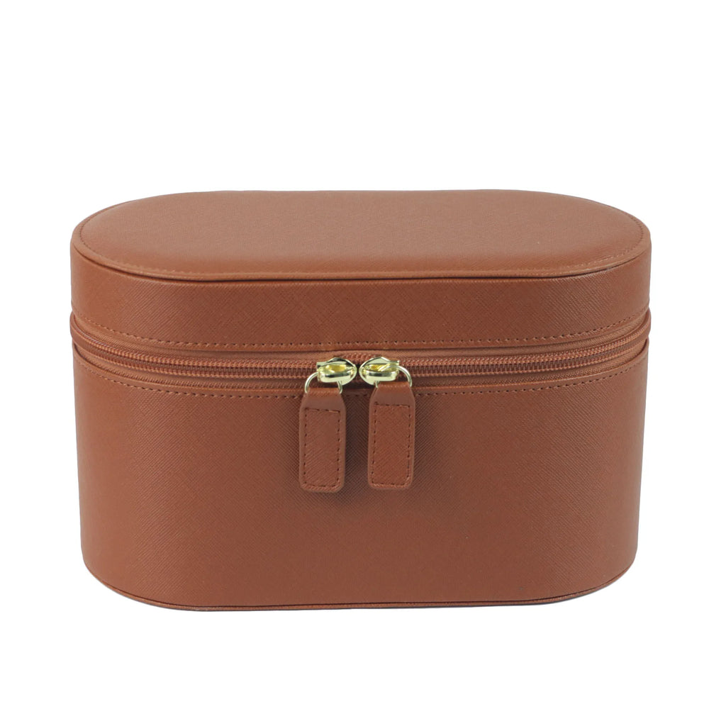 Customizable Name Saffiano Leather Toiletry Case – Women’s Luxury Travel Makeup Organizer & Dopp Kit Set