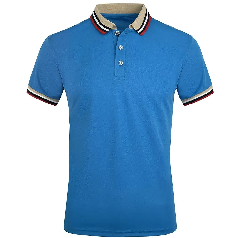 Men’s Summer Cotton Polo Shirt – Breathable Solid/Striped Short‑Sleeve Business‑Casual Top