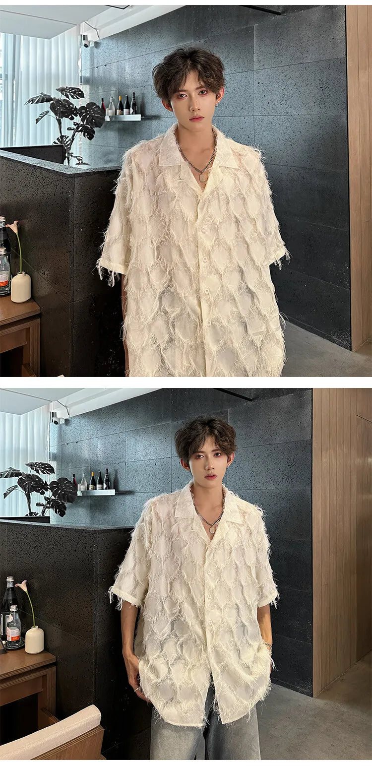 Loose Short‑Sleeve Suit‑Collar Shirt