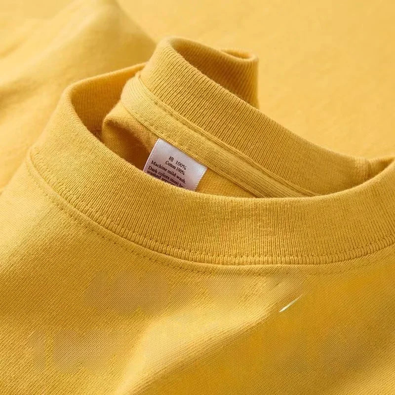 Heavyweight Pure Cotton Oversized T‑Shirt – Tianqing Color Unisex Summer Loose‑Fit Streetwear Tee