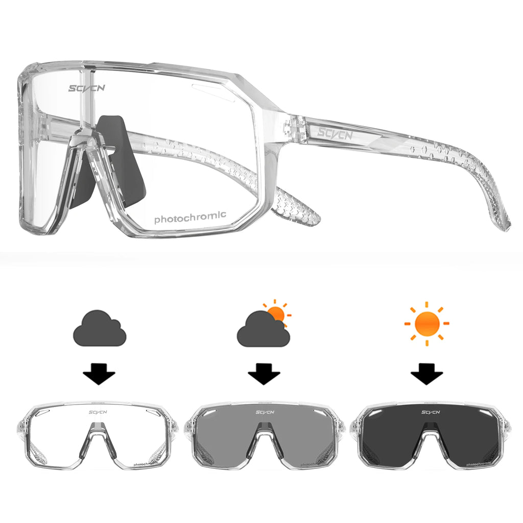 Scvcn Photochromic Mountaineering Sunglasses Outdoor Hiking Sports Glasses for Men's Cycling Sunglasses Leisure Travel Goggles