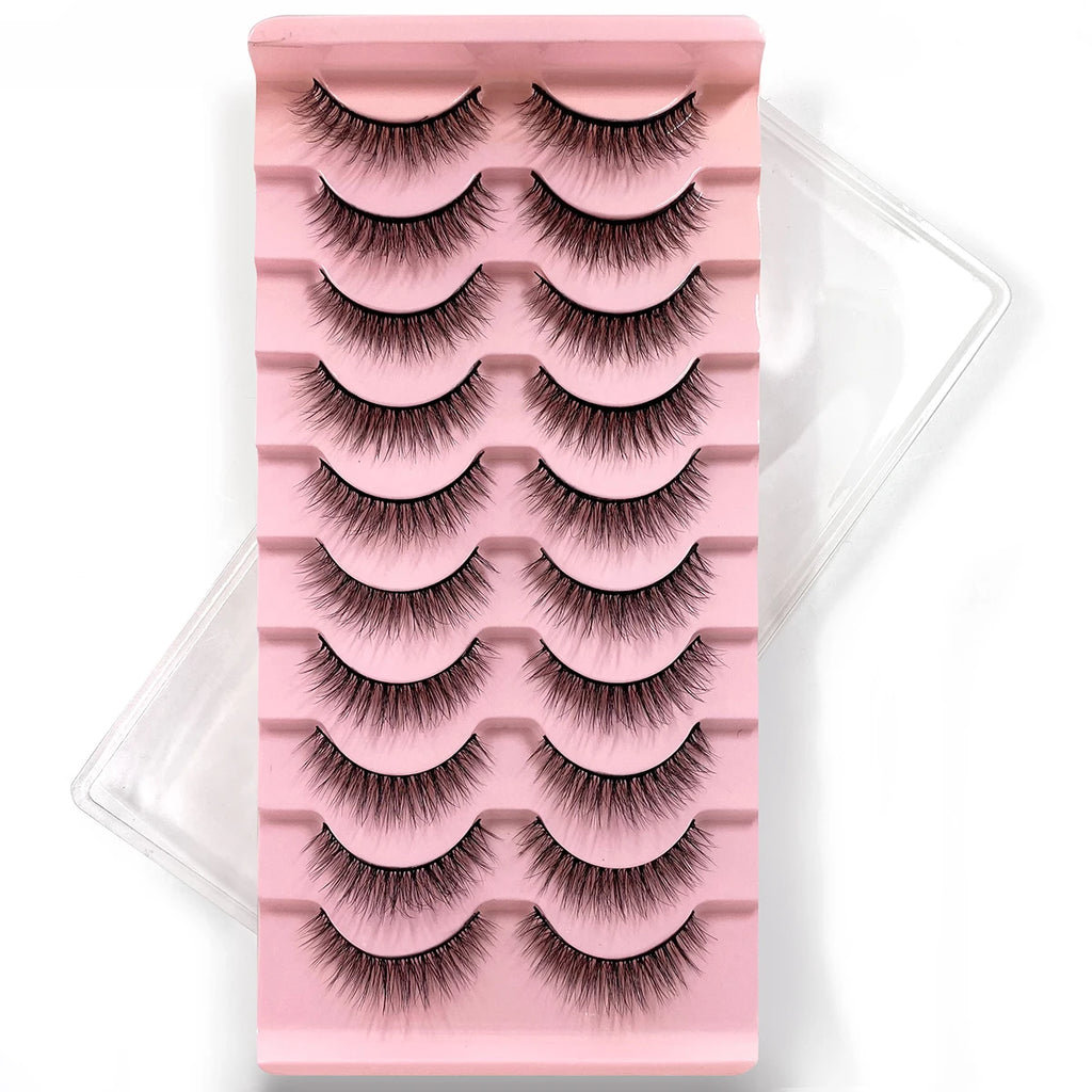 10Pairs Multipack 3D Mink Lashes False Eyelashes Handmade Wispy Fluffy Long Lashes Natural Eye Makeup Tools Eye Lashes H13 E08
