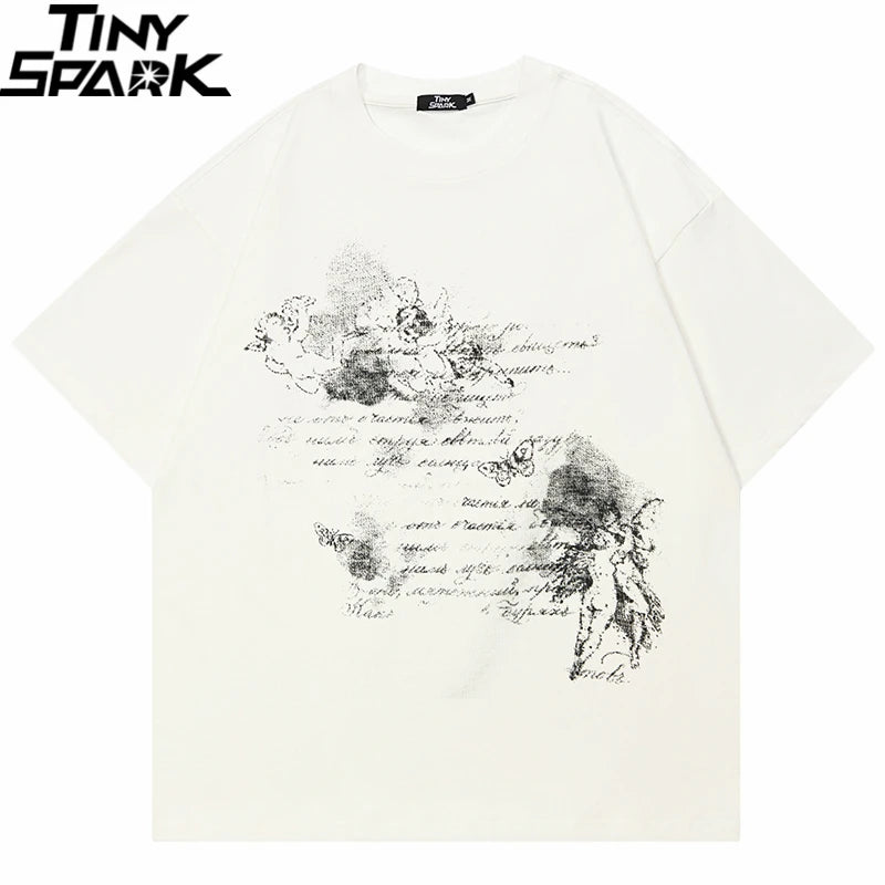 Vintage Butterfly Letter Graphic T‑Shirt
