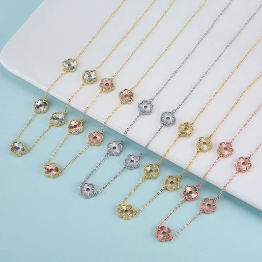 Hollow Metal Double sided Hollow Jewelry Set Sparkling Hot Selling Plum Blossom Jewelry Set Creative New Design For Women Clover