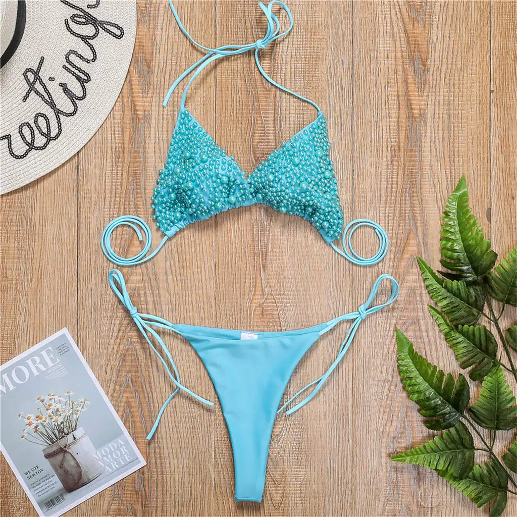Luxury Pearl Halter Mini Bikini