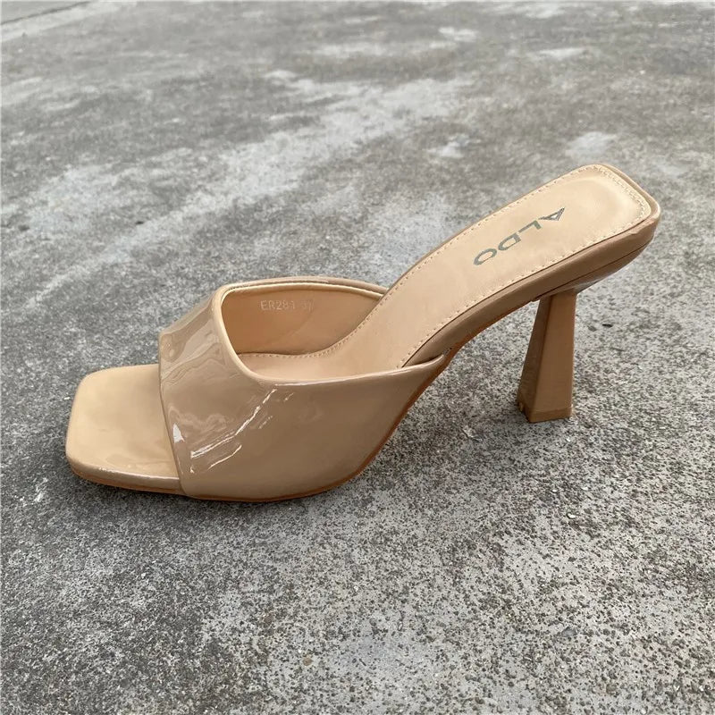 Women’s Square‑Head Thin High‑Heel Slippers