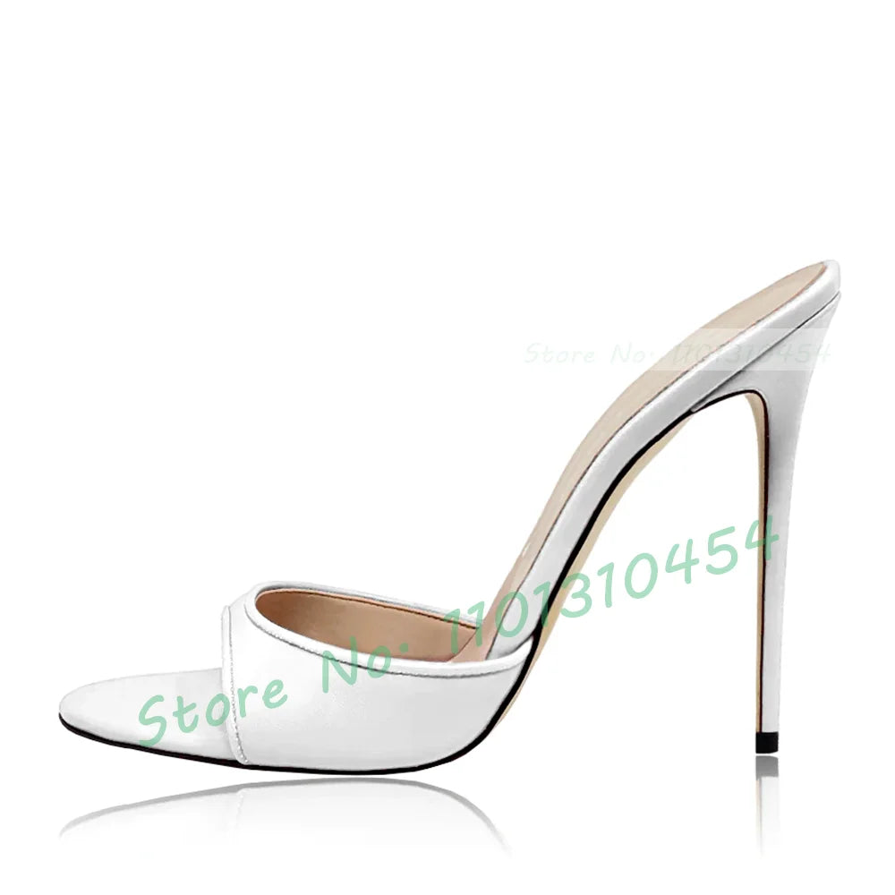 Snake‑Print Open‑Toe Stiletto Slides