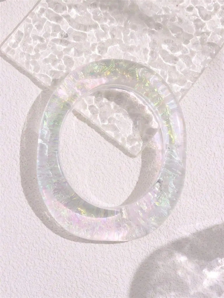 HUANZHI Vintage Transparent Resin Geometric Bangle
