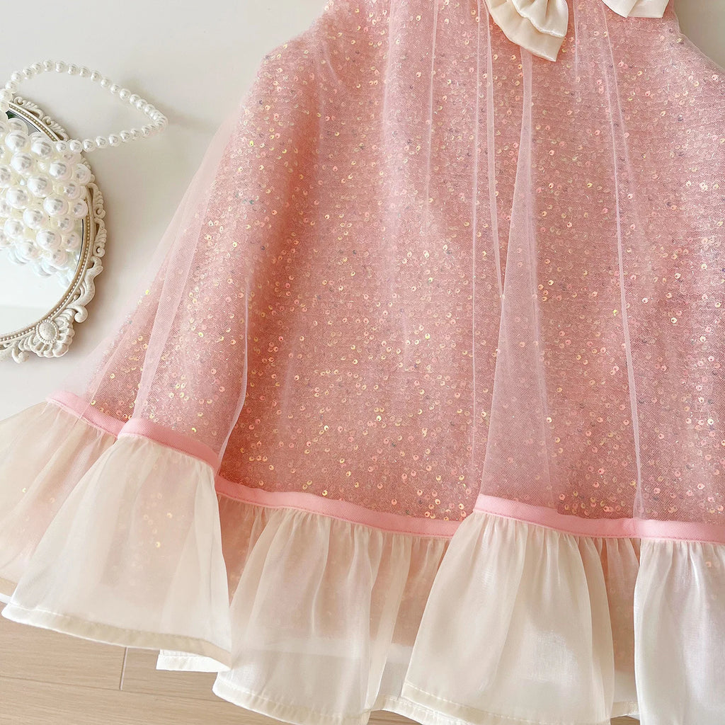 Girls Casual Dresses Sleeveless Bow Mesh Dress Princess Dress for Girls 2 To 7 Years Kids Clothes for Girls